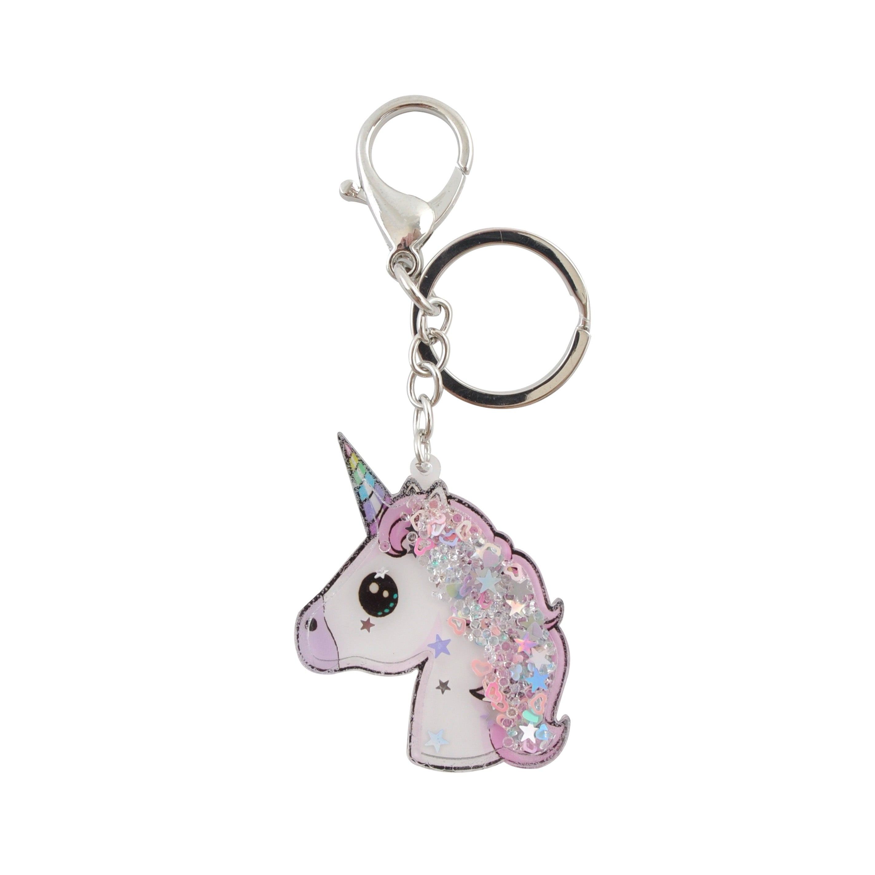 Novelty Glitter Keyring - Unicorn